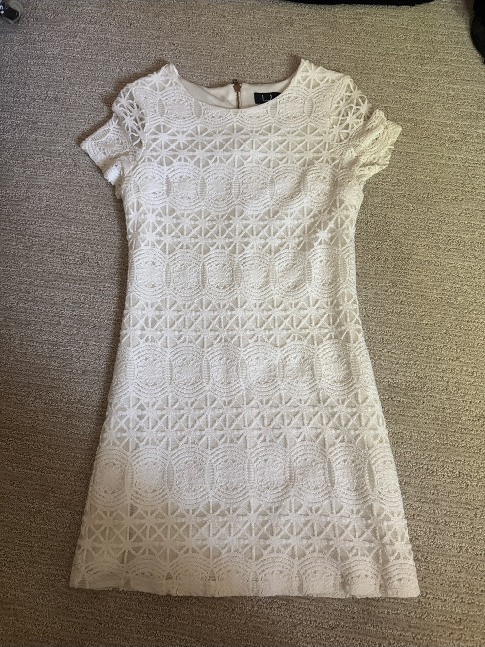 Lulu's White Lace Short Sleeve Mini Dress